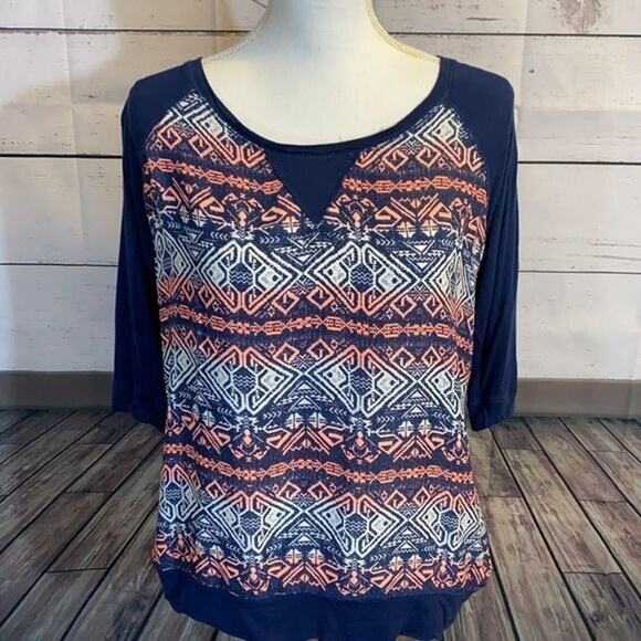 Jolt Tee Shirt Top Womens Medium Geometric Chiffon Blouse Contrast - Picture 2 of 10